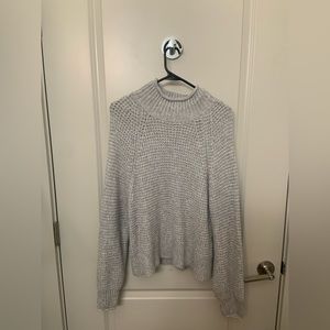 Oversized gray mock turtleneck knit sweater